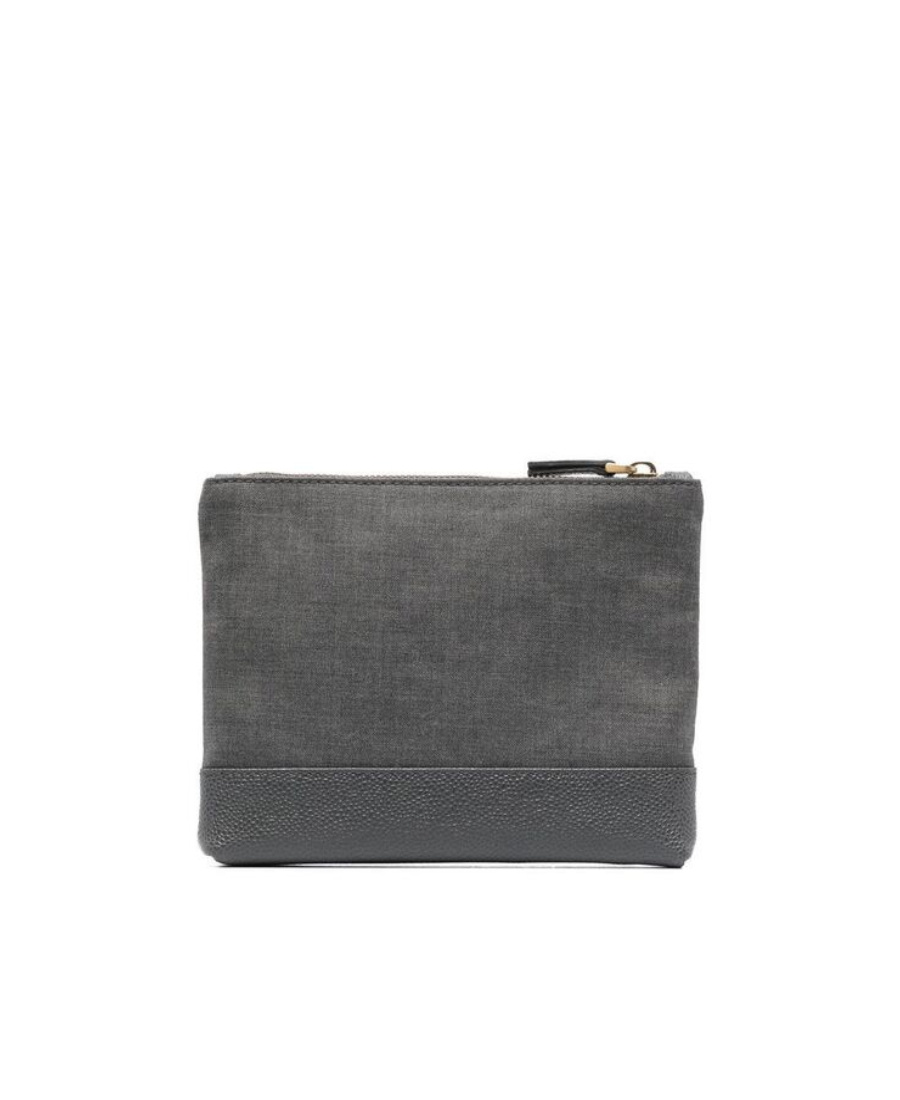 Thom Browne Twill-weave Zipped Pouch In Black
