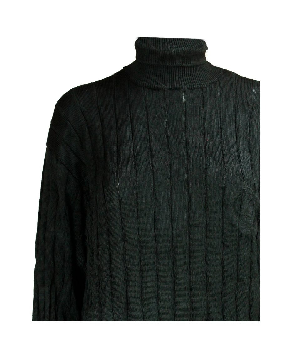 Balenciaga Creased Turtleneck Knit Jumper In Black