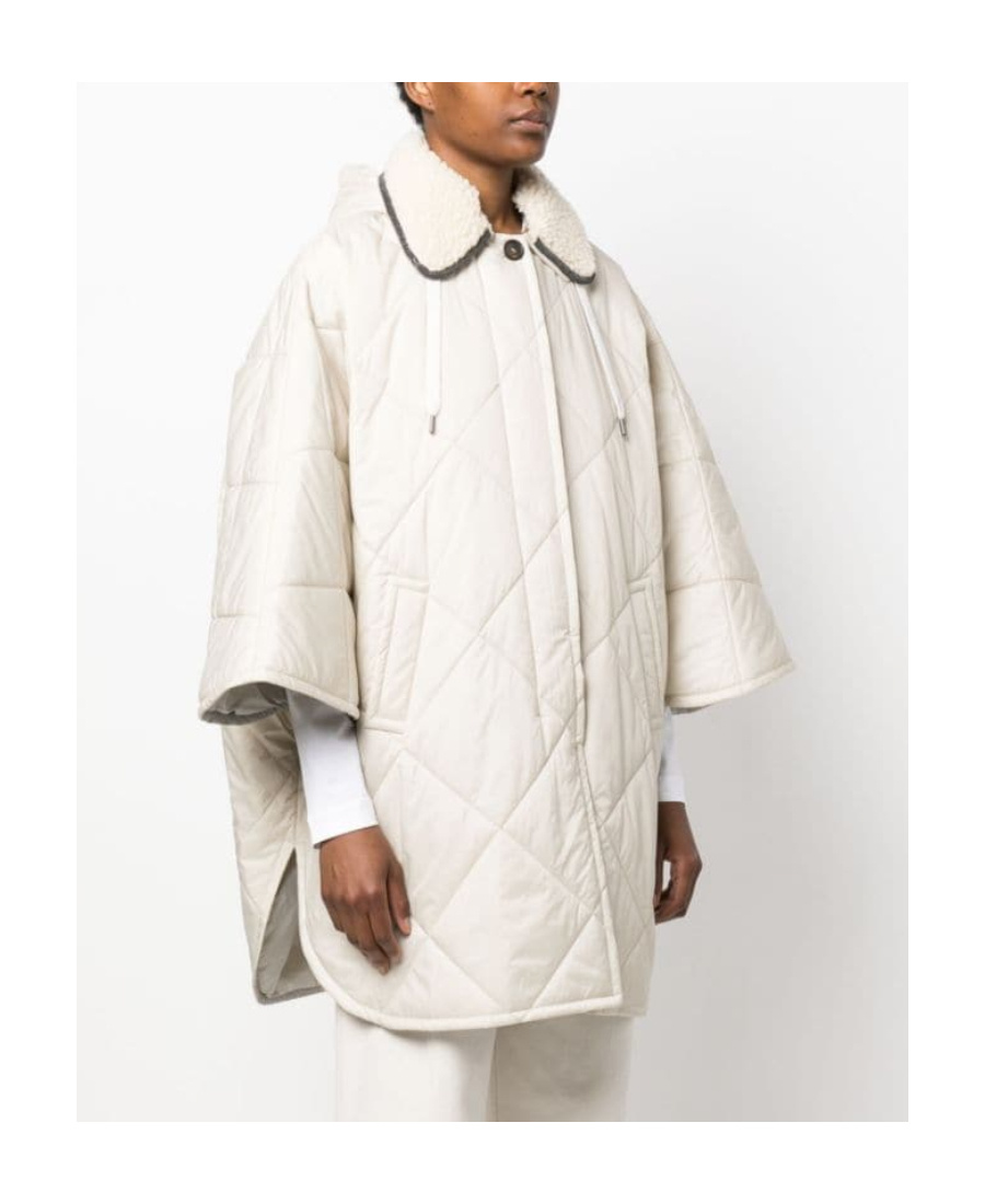 Brunello Cucinelli Wide-sleeve Quilted Coat In White