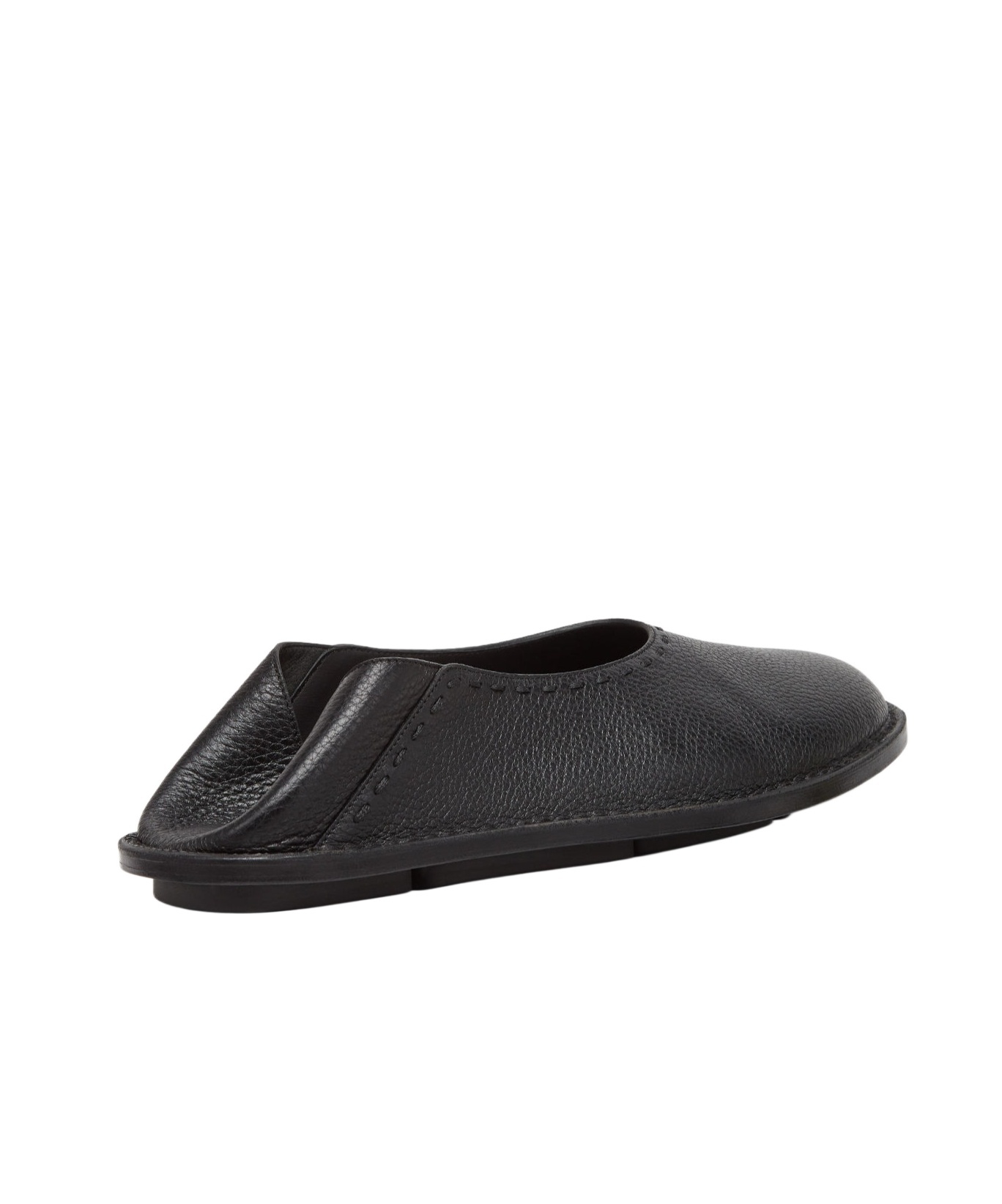 Fendi Slip-on Black Calf Leather Ballerinas In Black