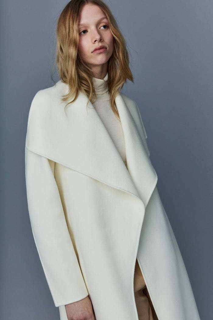 Mackage Mai Wool Belted Wrap Coat In Cream