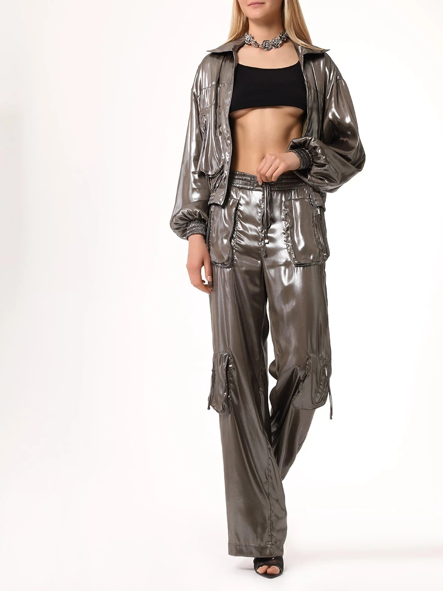 Blumarine Long-sleeved Casual Jacket In Gray