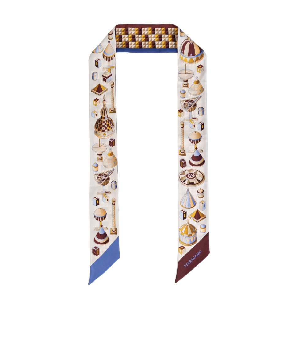 Ferragamo Graphic Printed Scarf In White