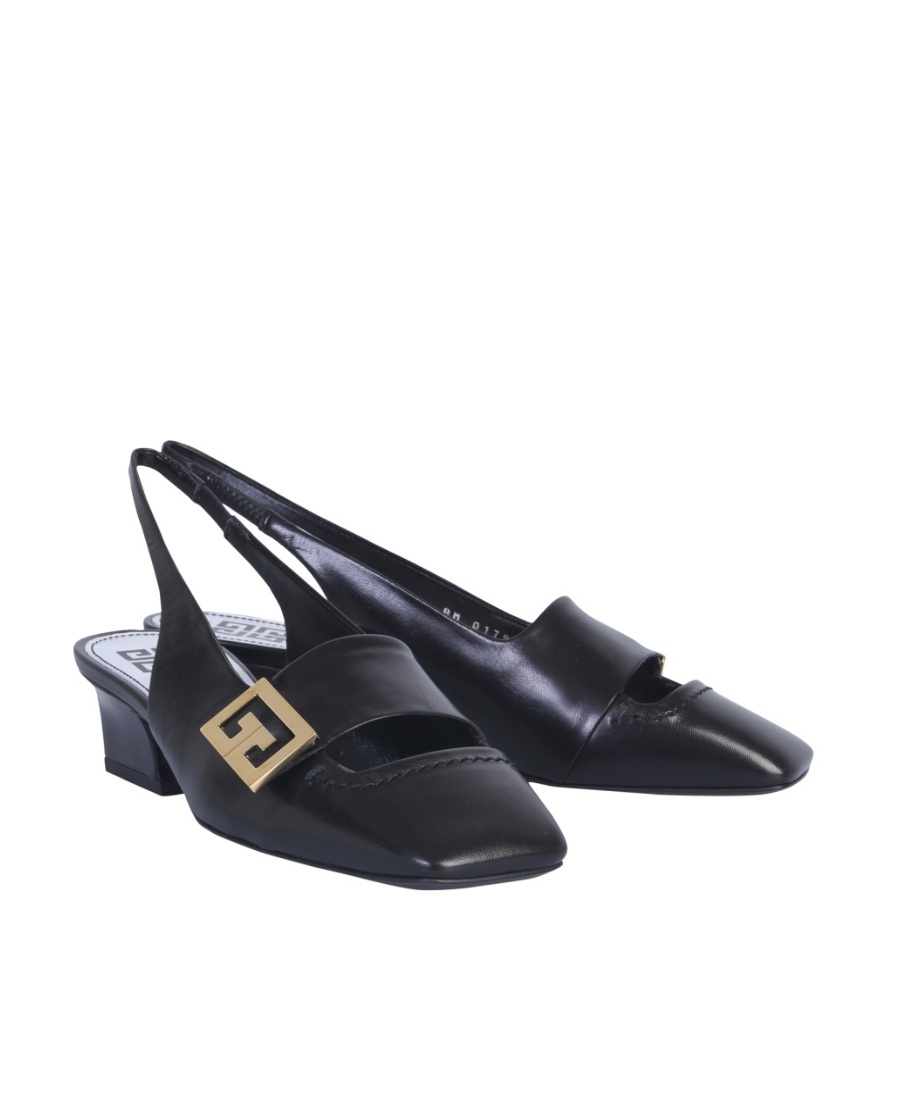 Shop Givenchy Mystic 50mm Logo Plaque Slingback Pumps In Black