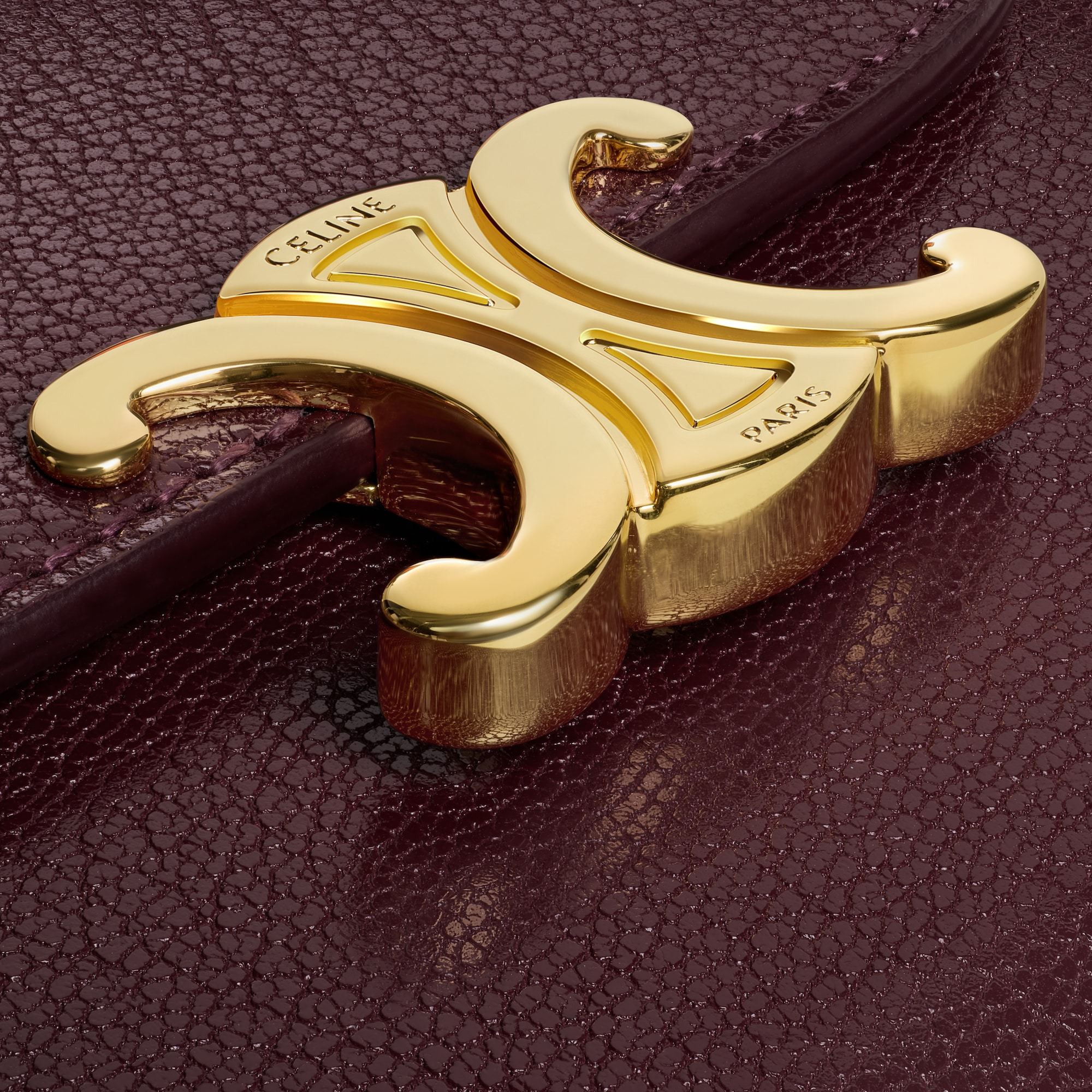 Celine Triomphe Small Flap Wallet In Burgundy