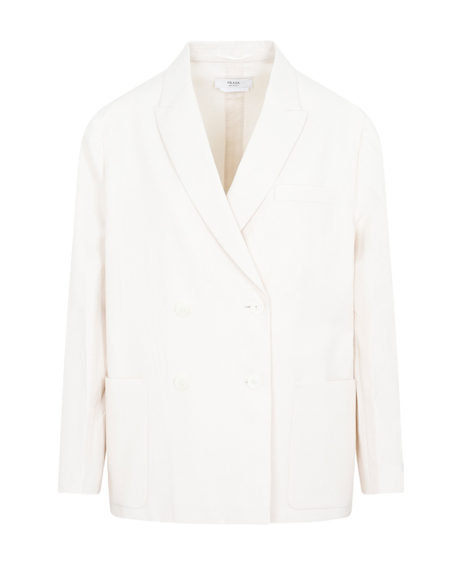 Prada Beige Double Breast Cotton Jacket In Nude