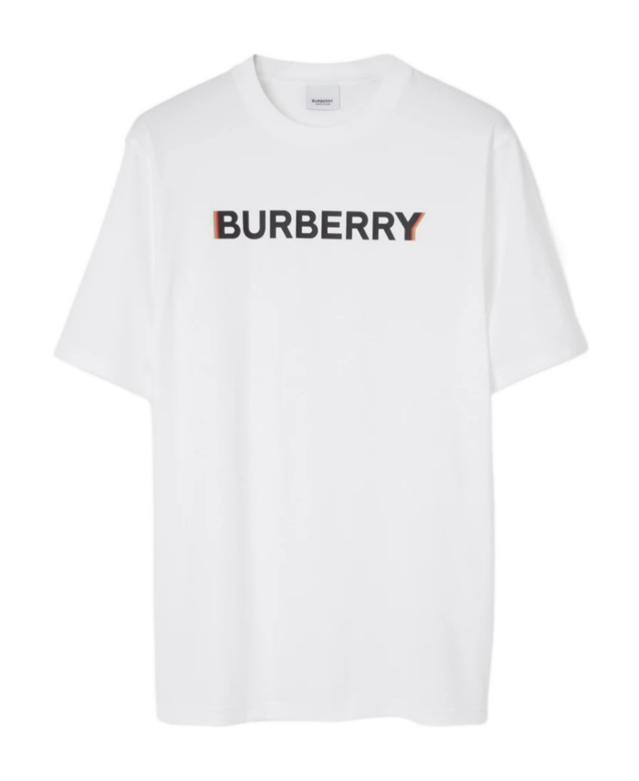 Burberry Logo Print Cotton Oversized T-shirt In White