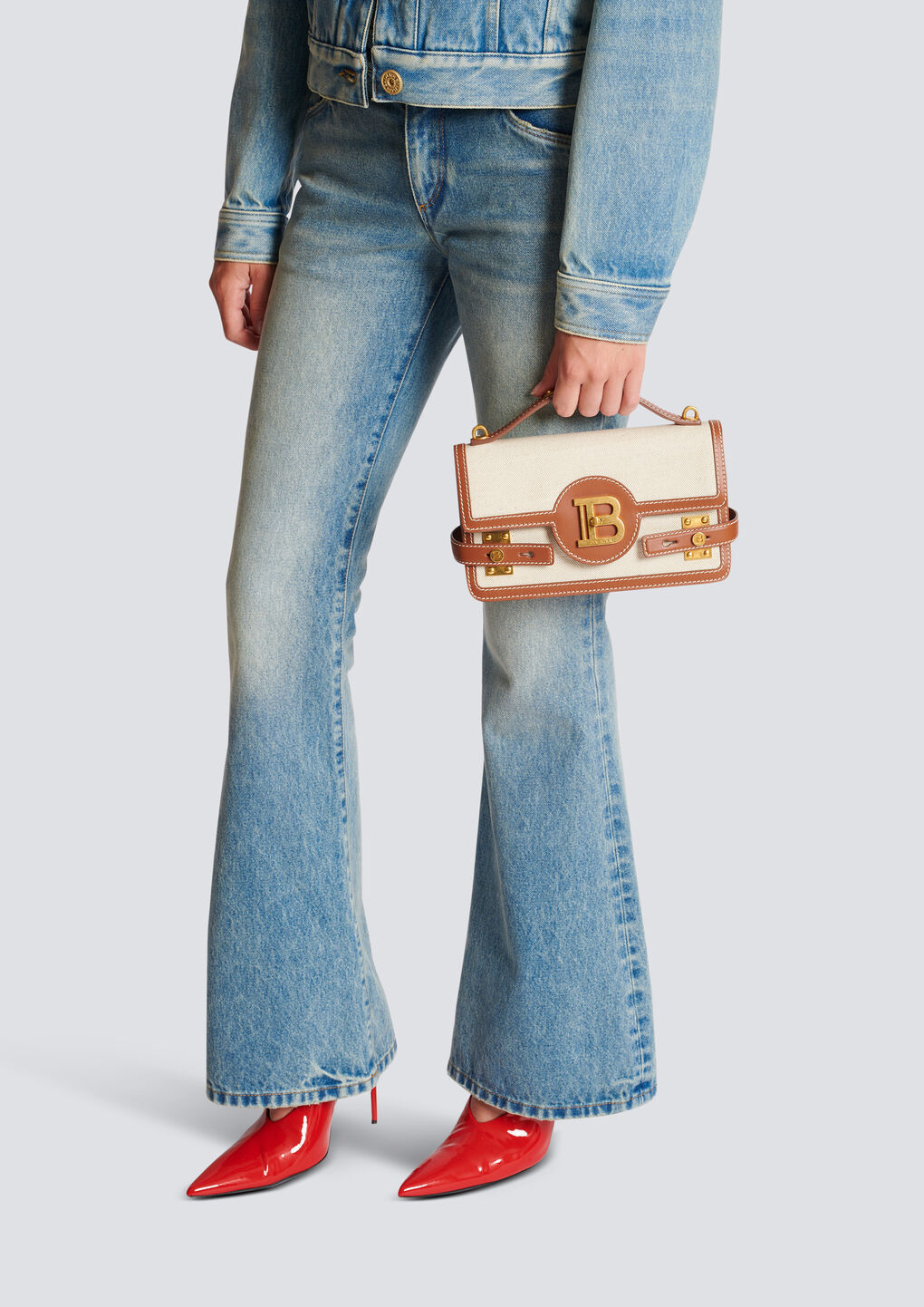 Balmain B-buzz 24 Top Handle Bag In Brown