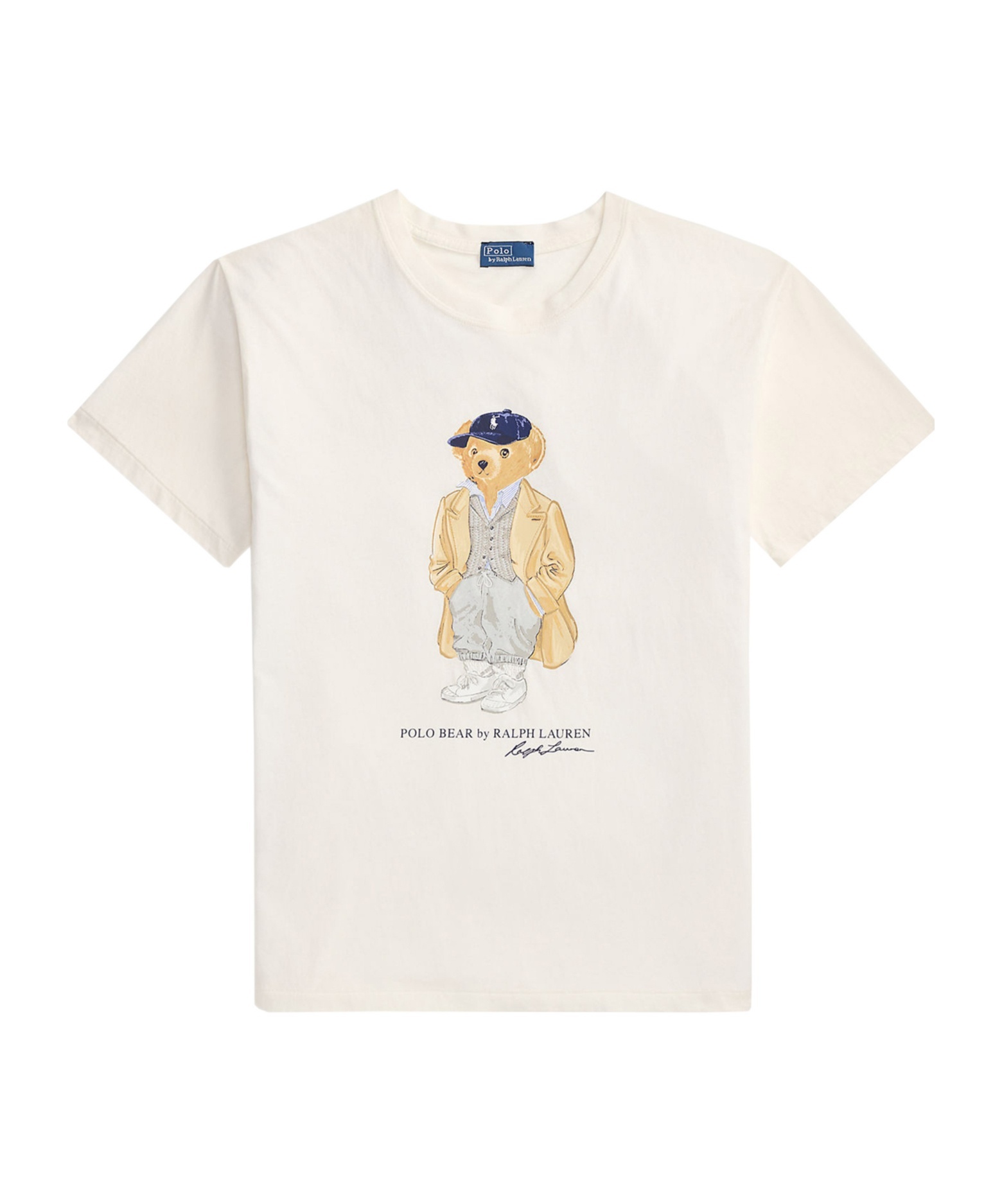 Polo Ralph Lauren Ivory Cotton Jersey T-shirt With Iconic Embroidered Polo Bear In White