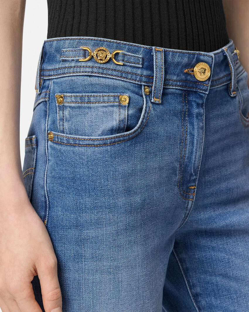Versace Belt-loop Jeans In Blue