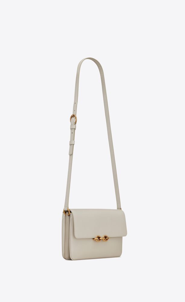 Saint Laurent Le Maillon Crossbody Bag In White