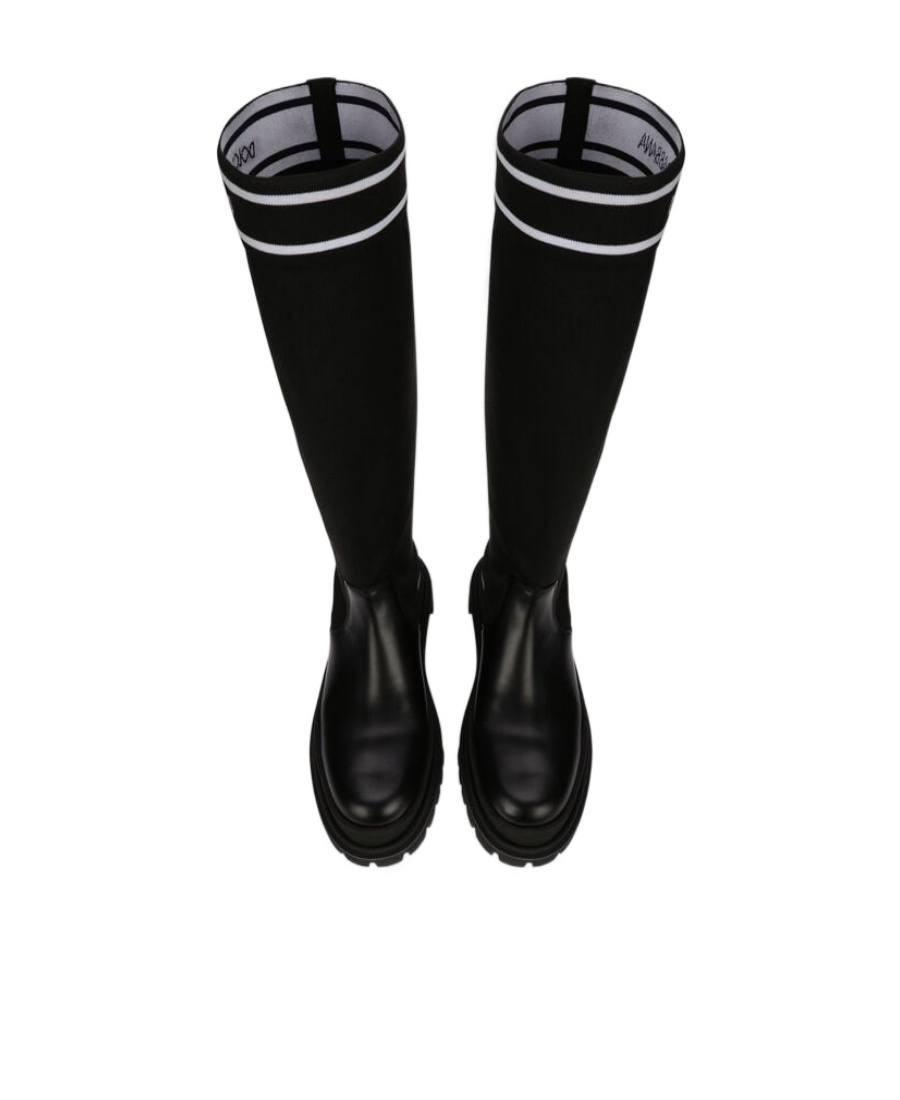 Dolce & Gabbana Logo-print Pull-on Boots In Black