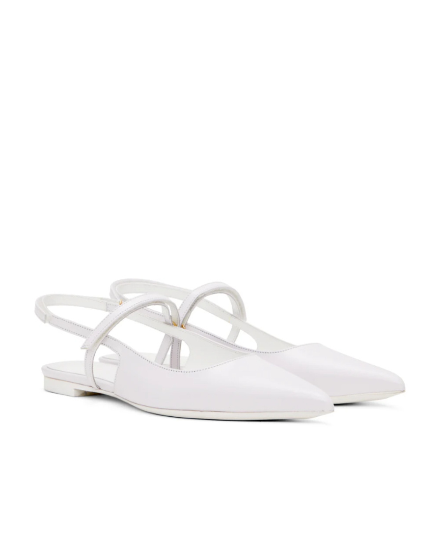 By Far Logo Embossed Ballet Shoes In White