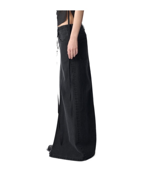 Ann Demeulemeester Asymmetrical Denim Skirt In Black
