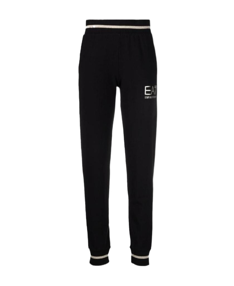 Ea7 Logo-print Cotton Track Pants In Black