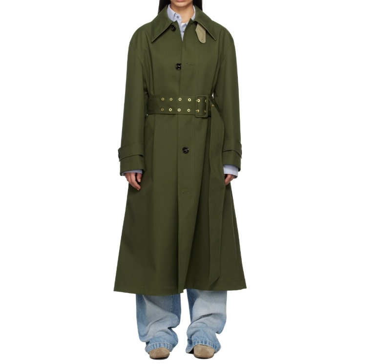 Ami Alexandre Mattiussi Lapel Long-sleeved Coat In Green