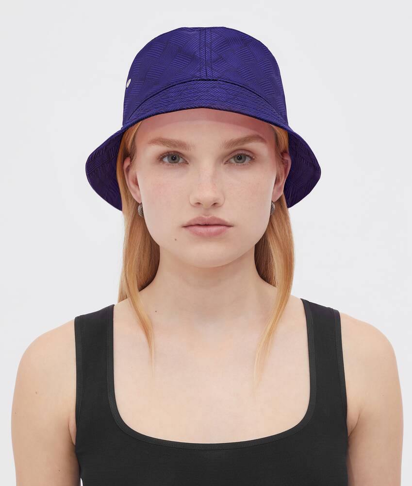 Bottega Veneta Jacquard Intreccio Pattern Hat In Blue