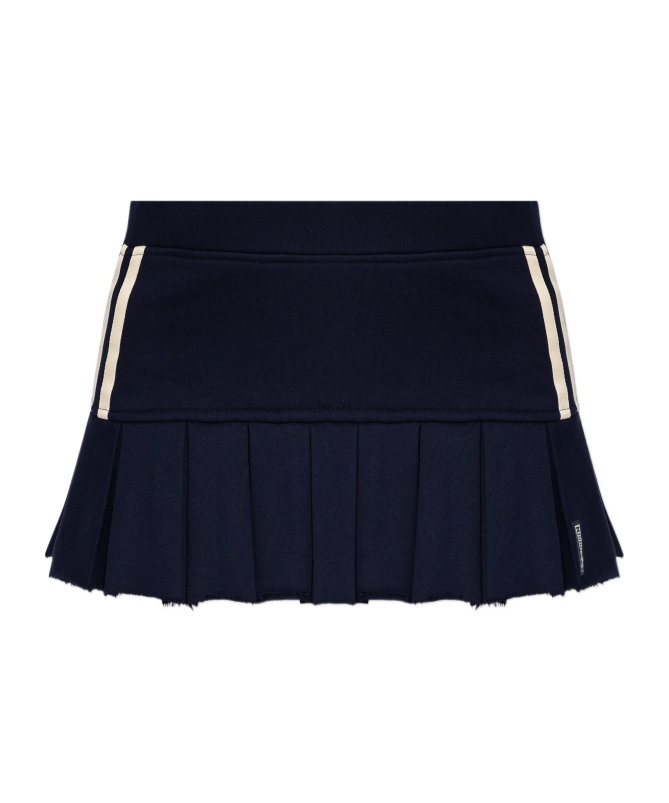 Misbhv Navy Varsity Pleated Miniskirt In Black