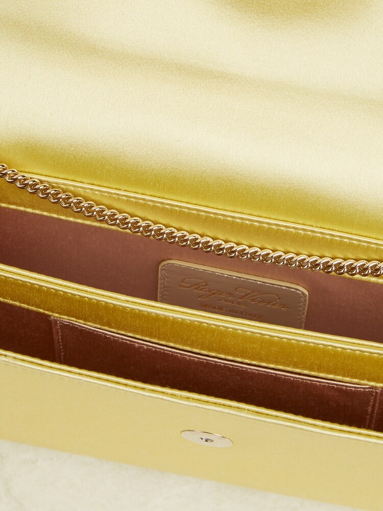 Roger Vivier Square Buckle Chain Shoulder Bag In Nude