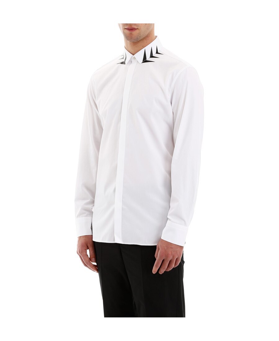 Neil Barrett Printed Collar Shirt In White