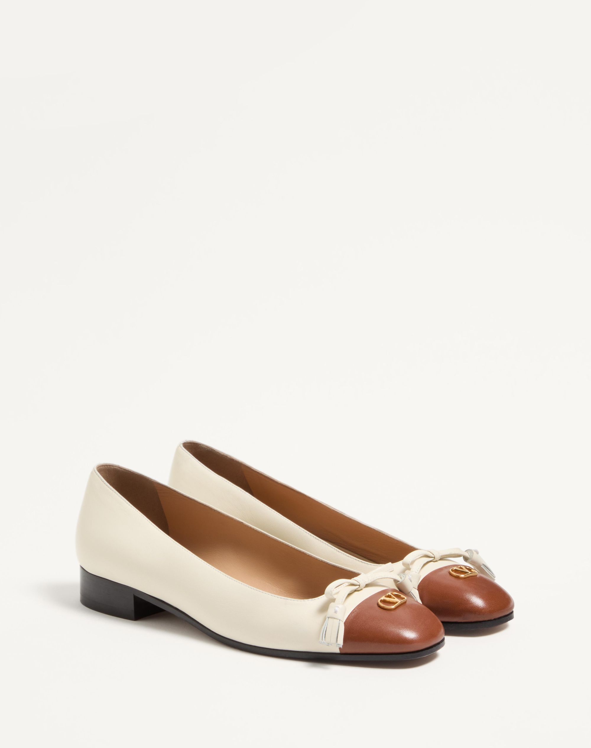 Valentino Garavani Valet Du Roi Kidskin Ballerina 25mm Woman Butter/tobacco 42 In Neutral