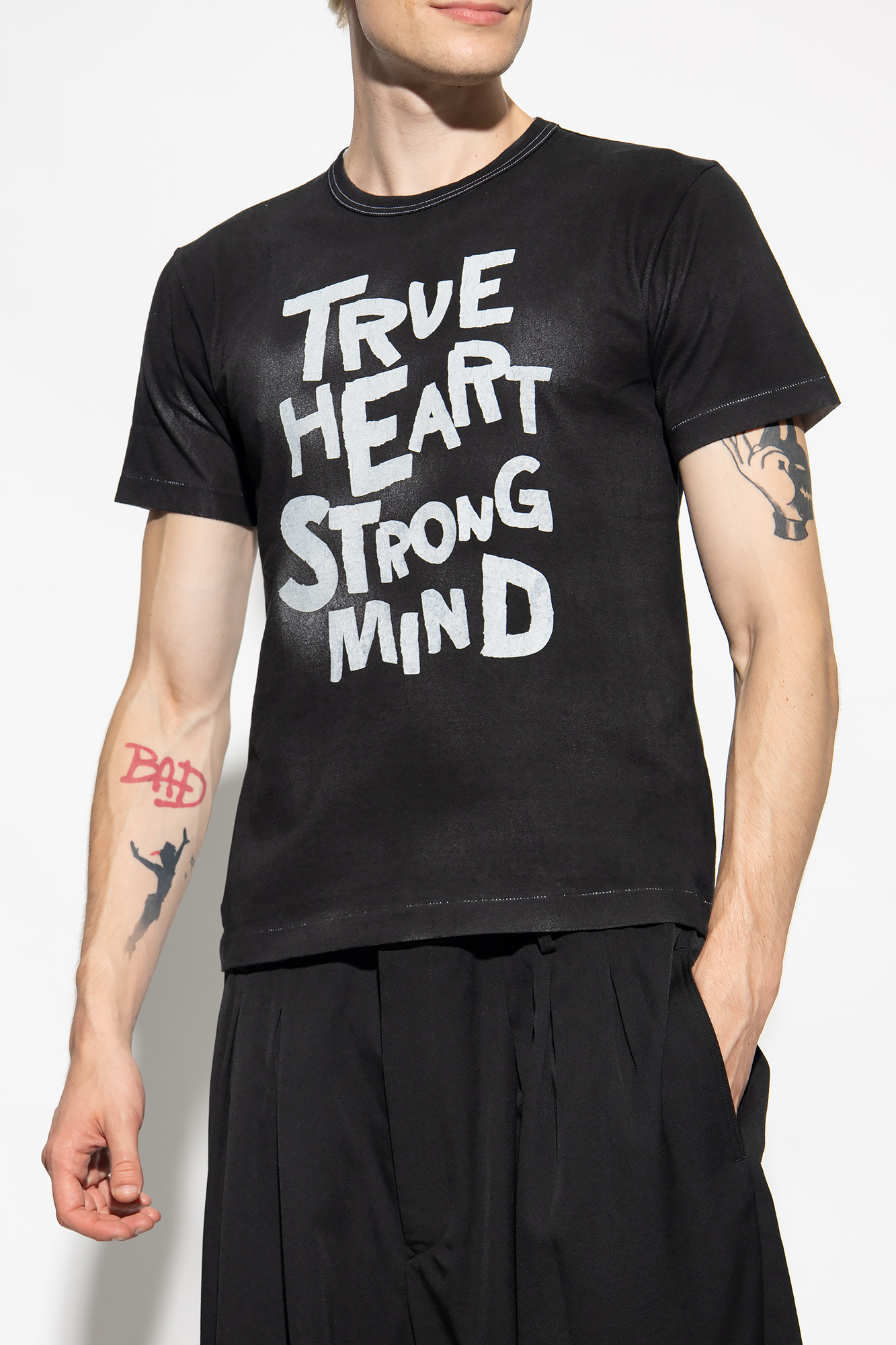Comme Des Garçons Black Comme Des Garcons Slogan-printed Crewneck T-shirt In Black