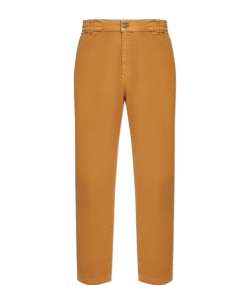 Moschino Logo Patch Tapered Jeans In Brown