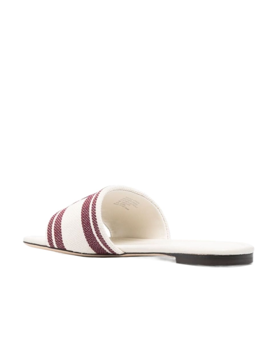 Tory Burch Logo-embroidered Open-toe Flat Slides In Multicolor