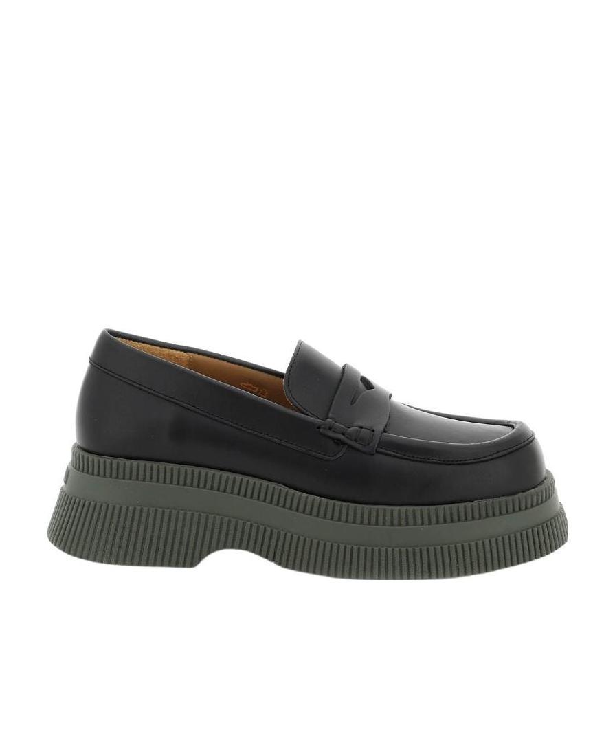 Ganni Platform Penny Loafers In Black
