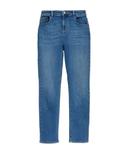 Shop Emporio Armani Cropped Straight-leg Jeans In Blue