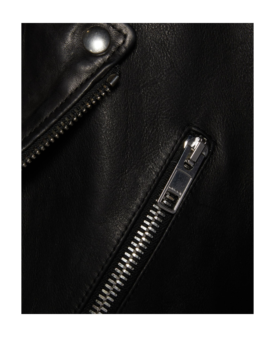 Gucci Oversize Biker Leather Jacket In Black