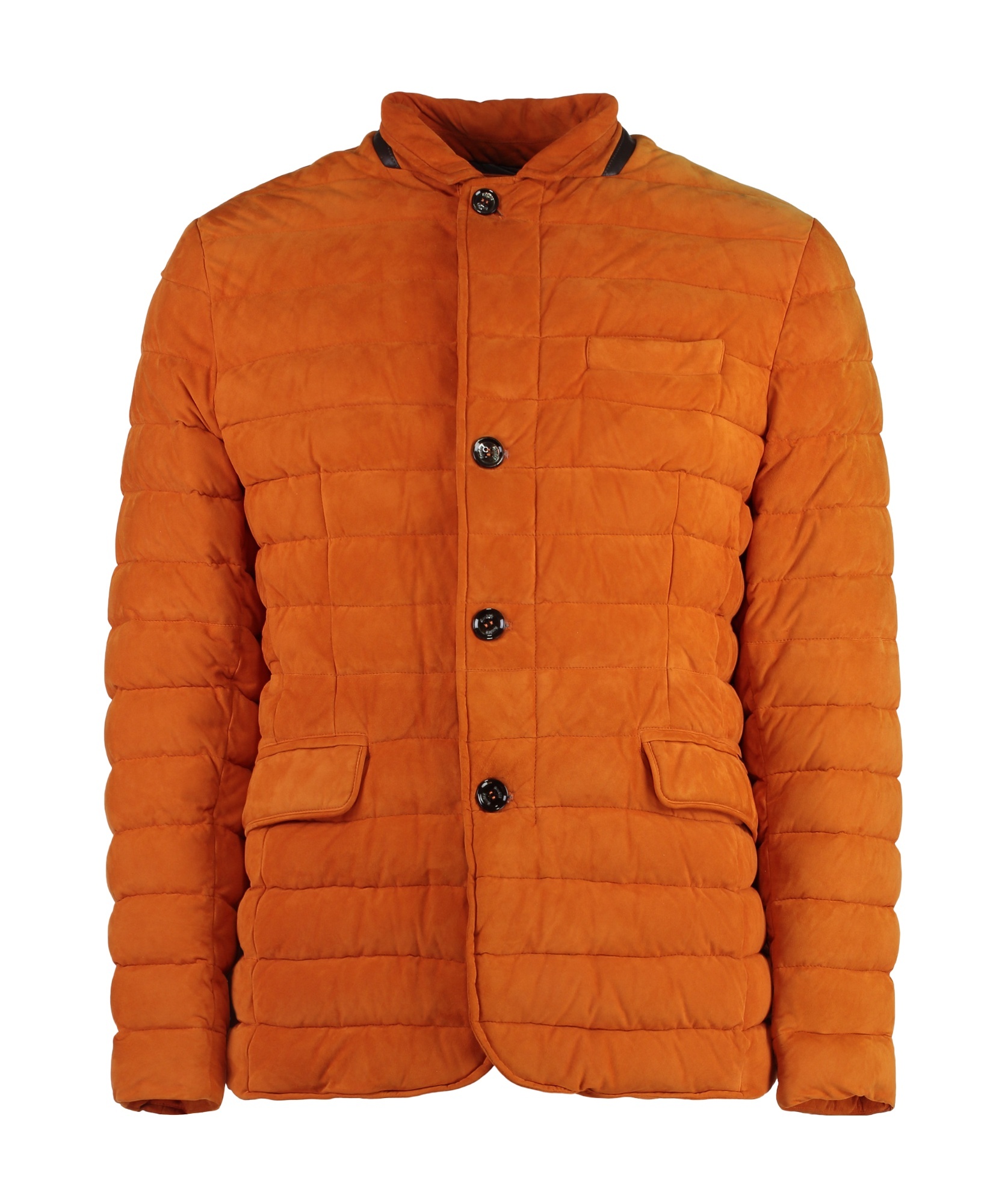 Moorer Zavyer Leather Padded Jacket In Orange