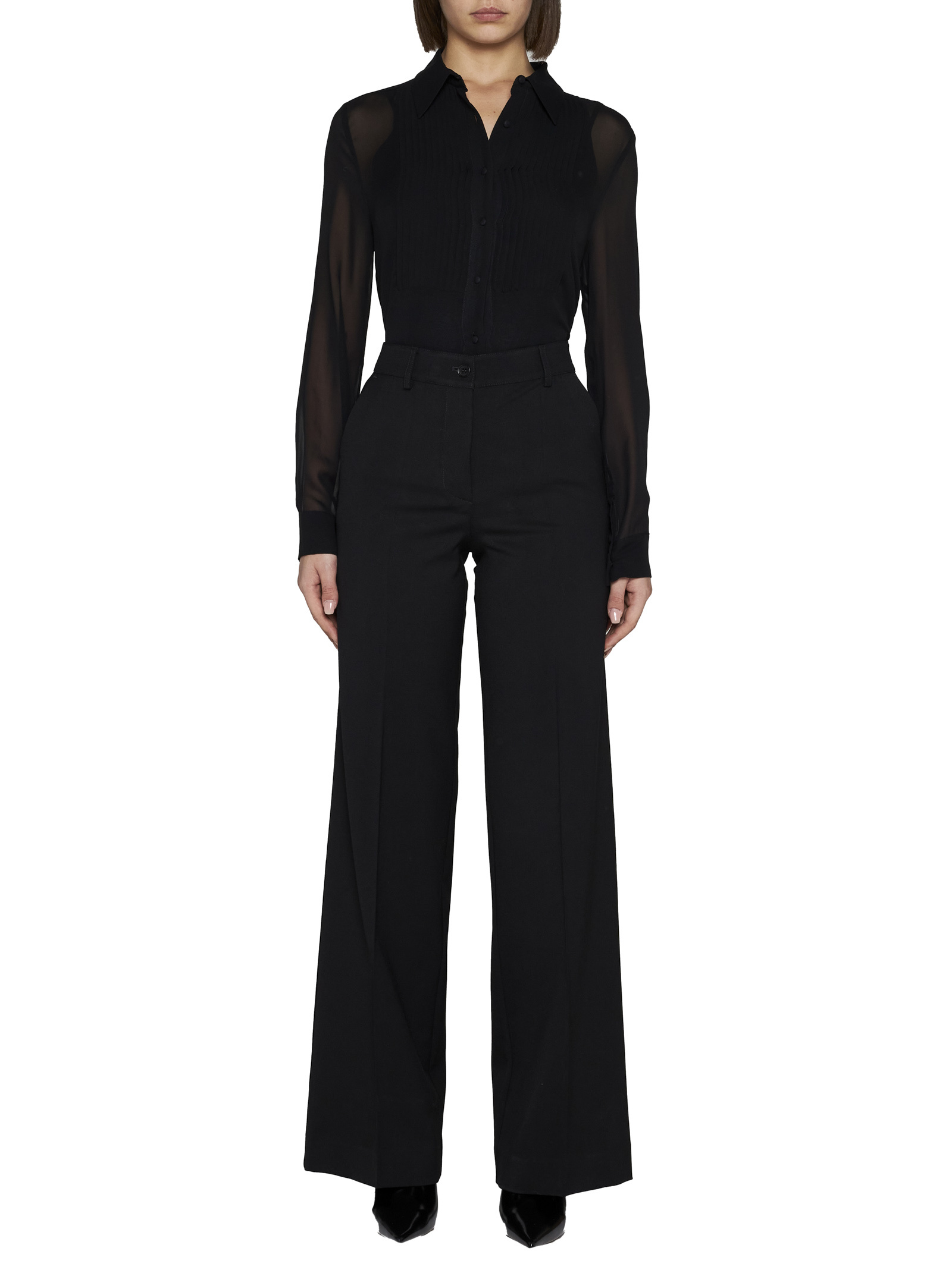 Shop P.a.r.o.s.h High-waist Palazzo Trousers In Black