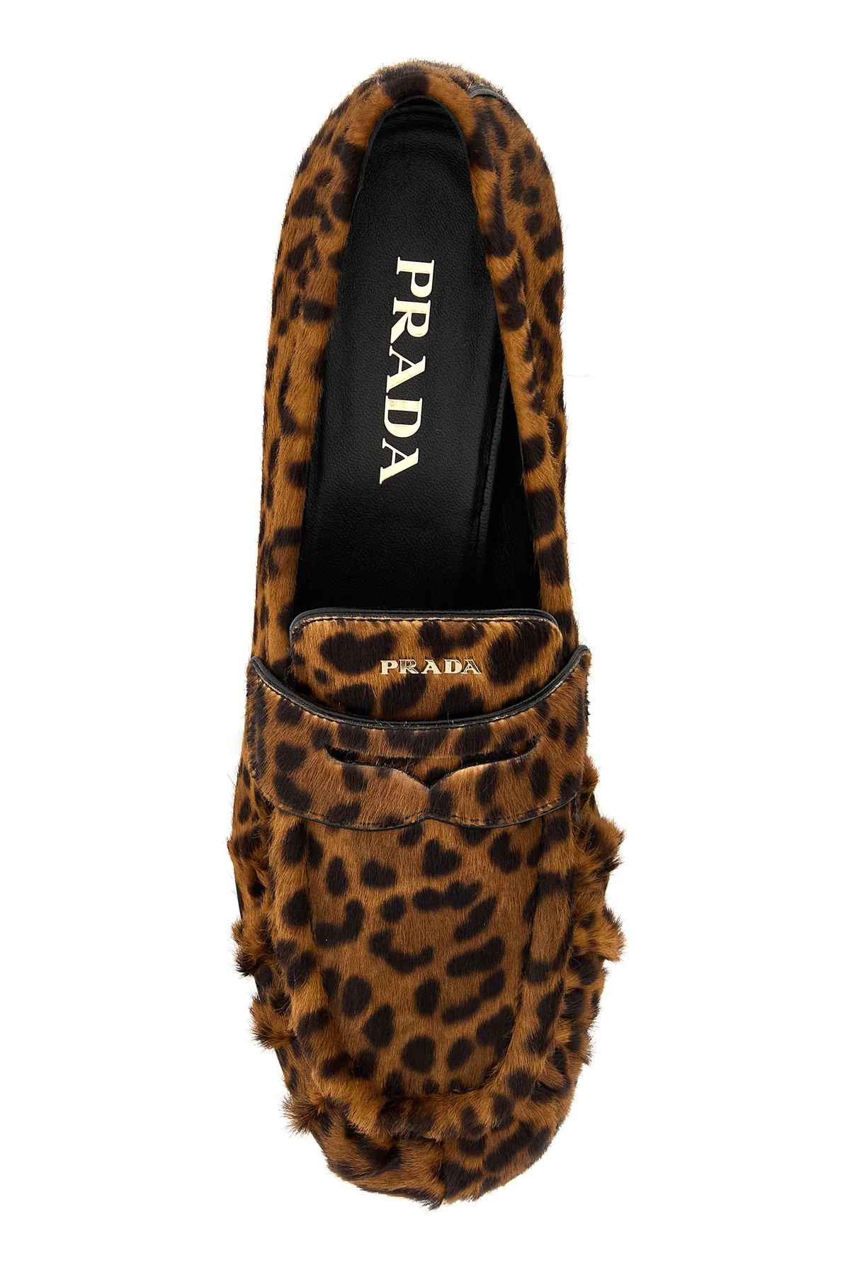 Prada Leopard Print Slip On Loafers In Brown