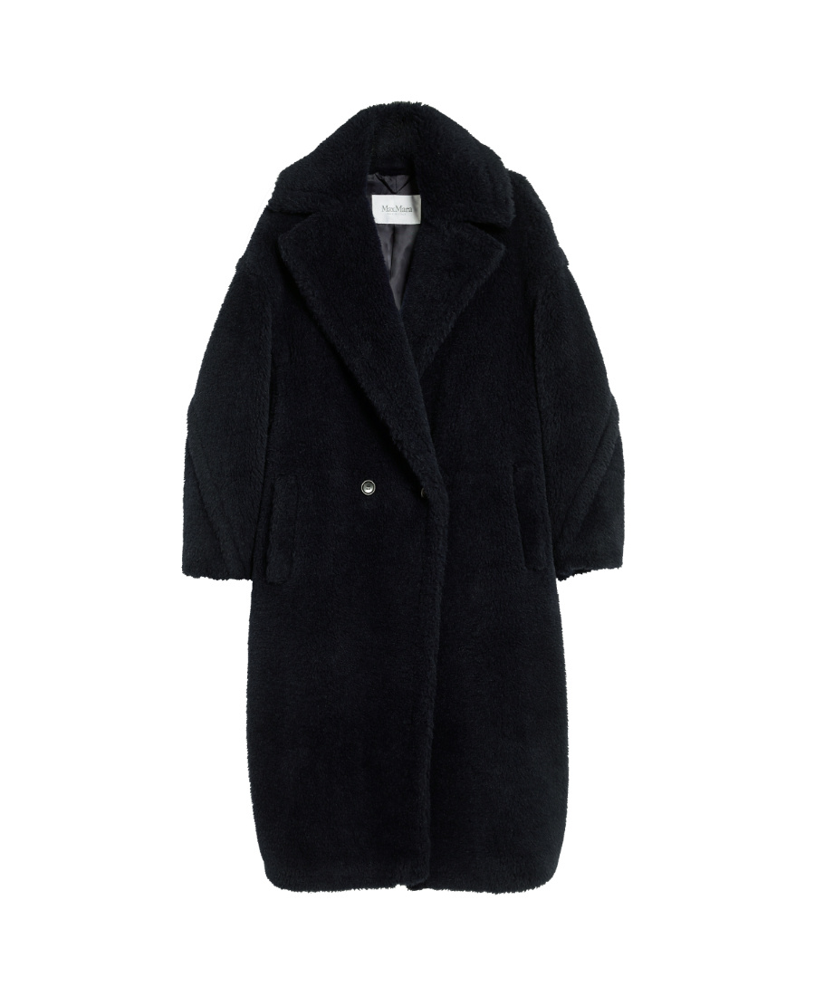 Max Mara Hooded Coat With Belt In Black Wool In Black
