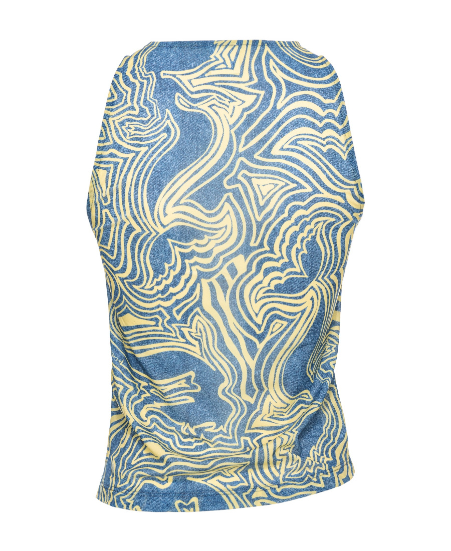 PINKO ABSTRACT-PRINT RUCHED TANK TOP