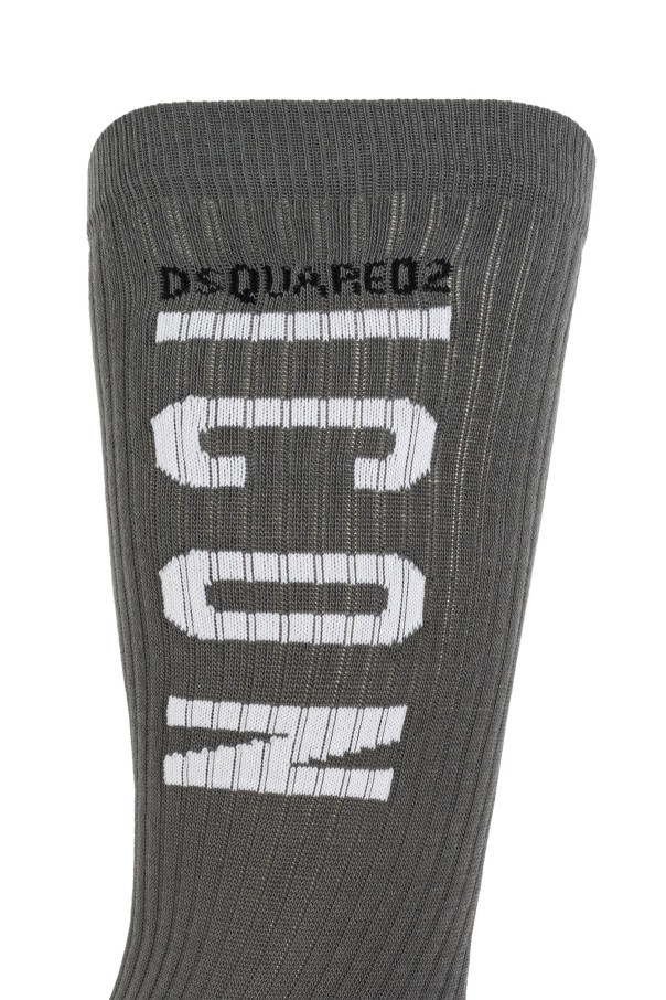 Shop Dsquared2 Logo Socks In Black