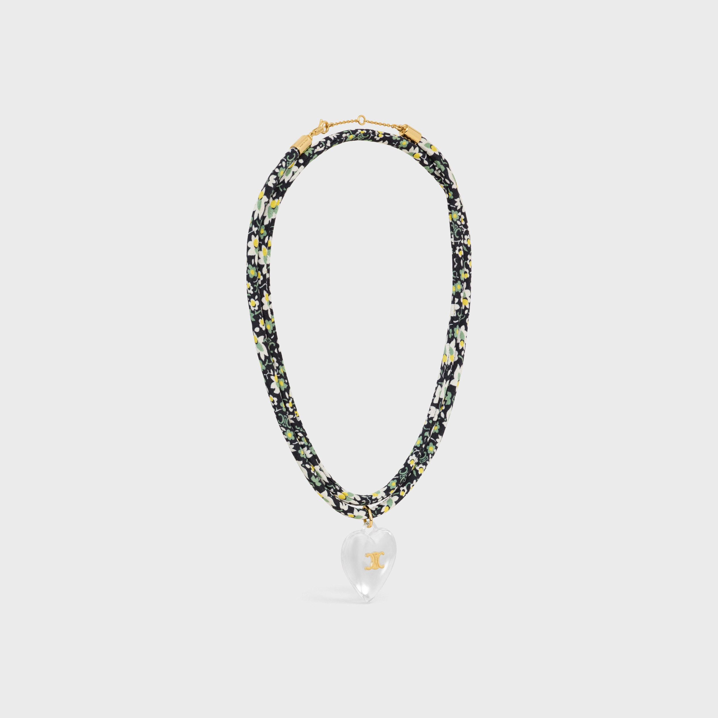 Celine Cœur Triomphe Necklace In Silk, Resin And Brass With Gold Finish In Green