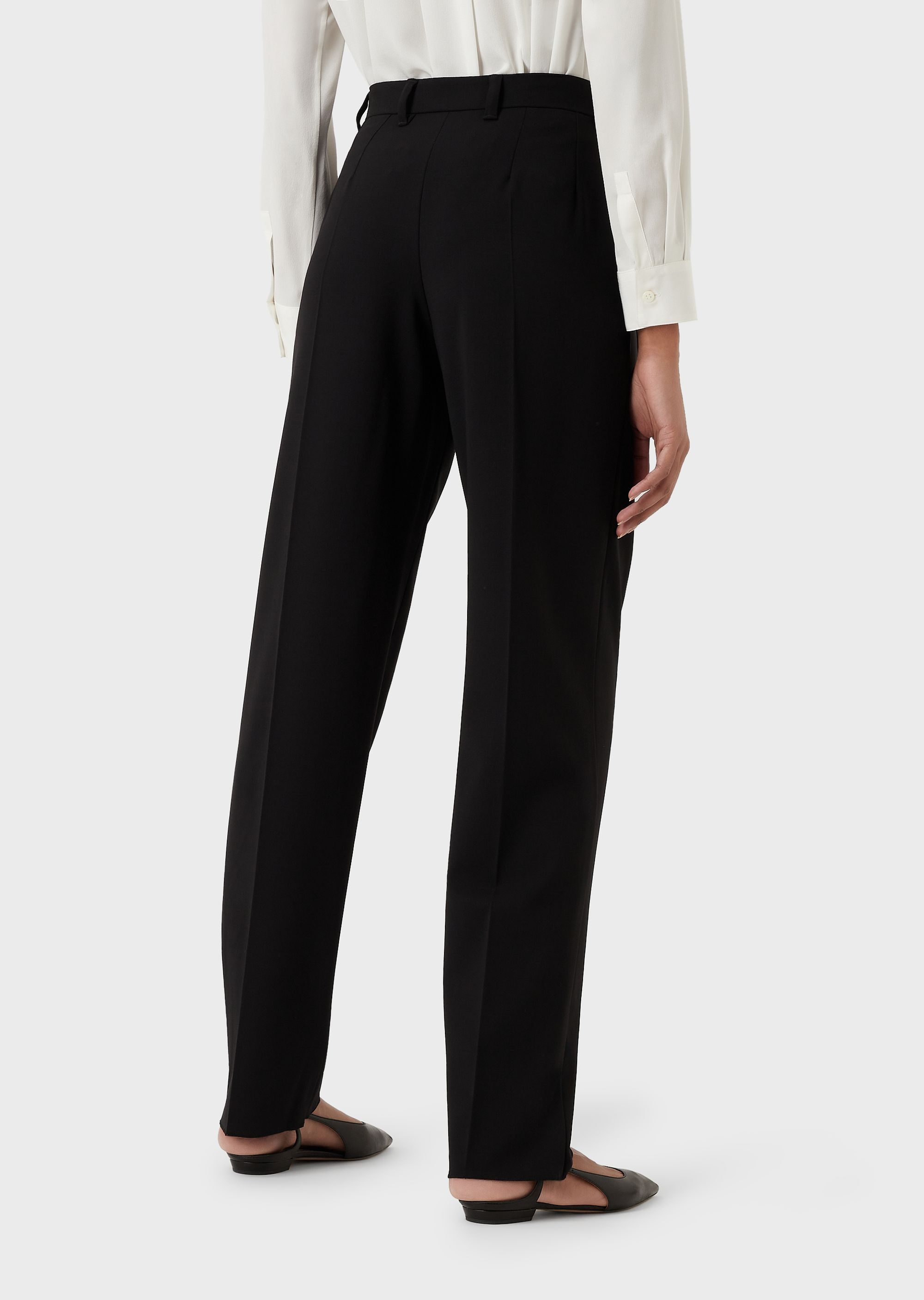 EMPORIO ARMANI PLEATED WOOL CASUAL PANTS