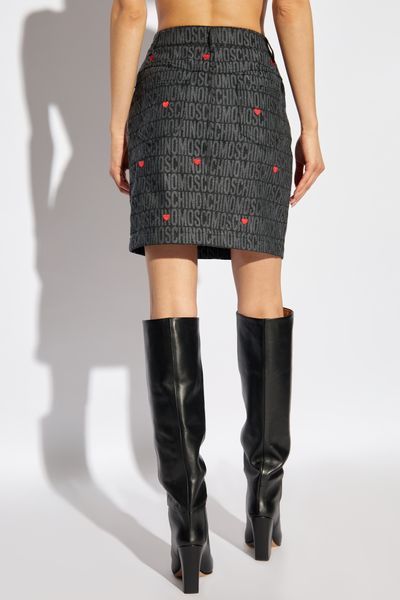 Moschino Monogram Jacquard Mini Skirt In Red