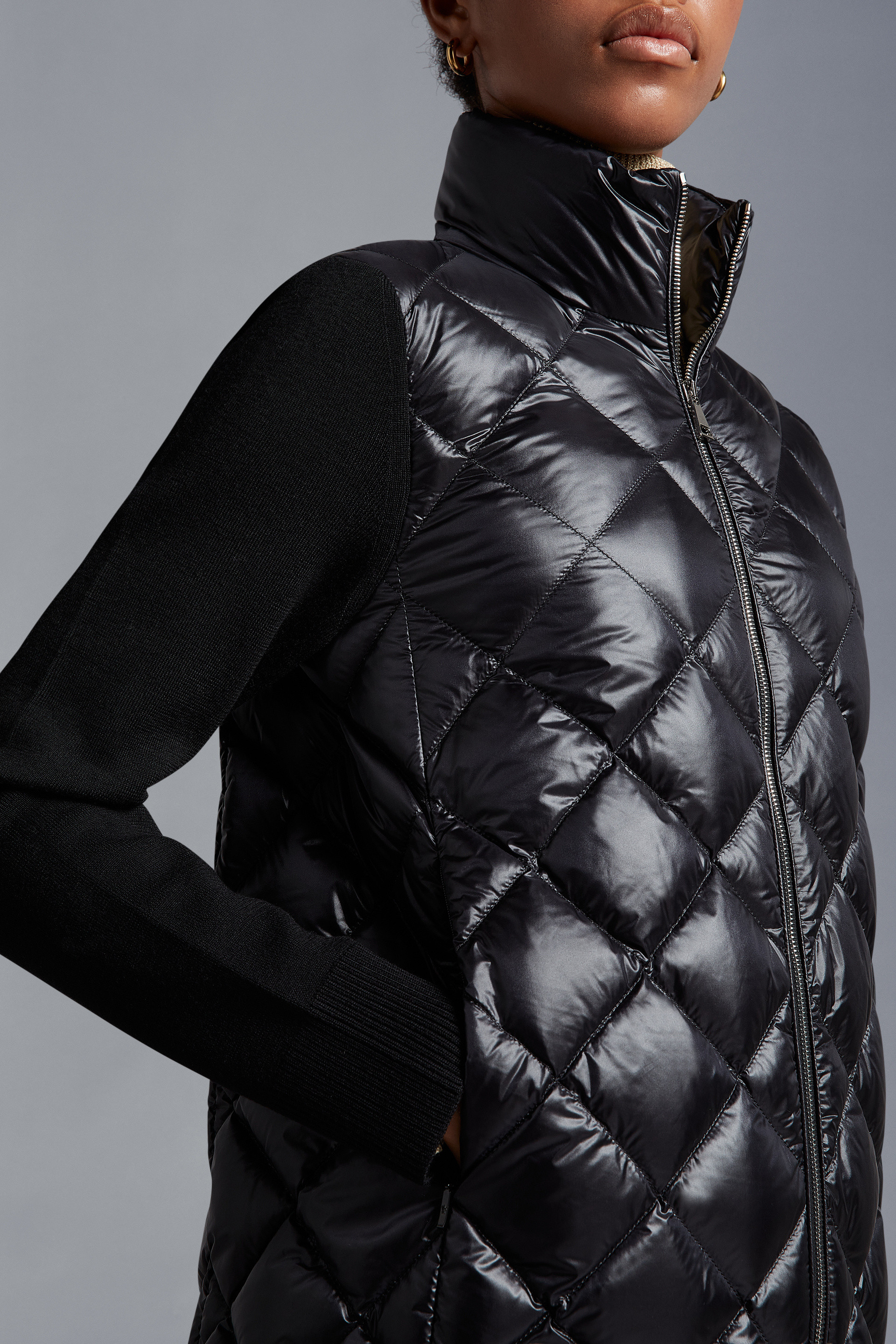 Moncler Diamond Quilted Down Jacket Puffer Jackets Black In Black