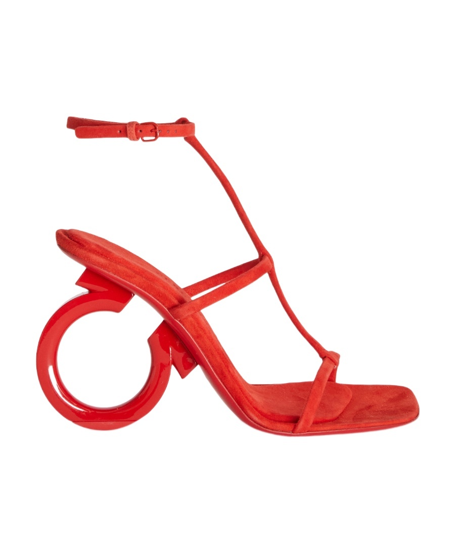 Ferragamo Clasp High-heeled Sandals In Red