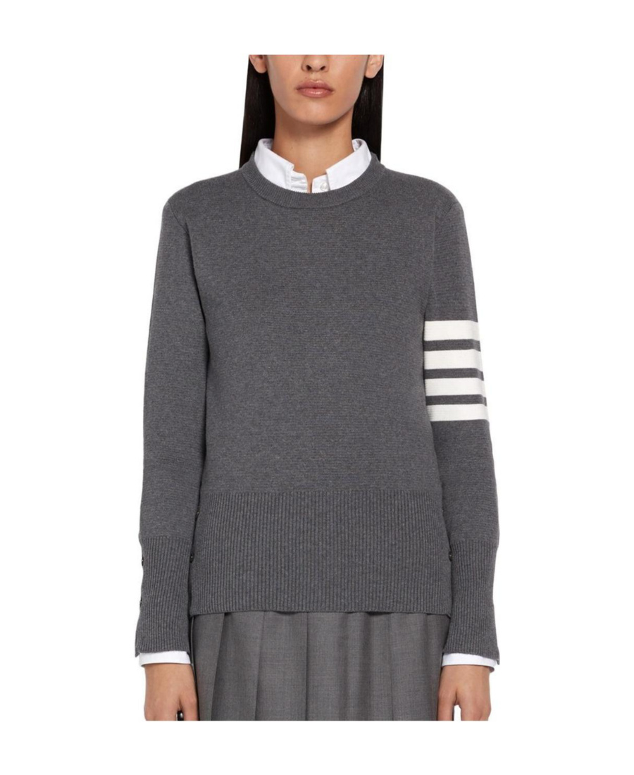 Thom Browne 4-bar Crewneck Knit Jumper In Black