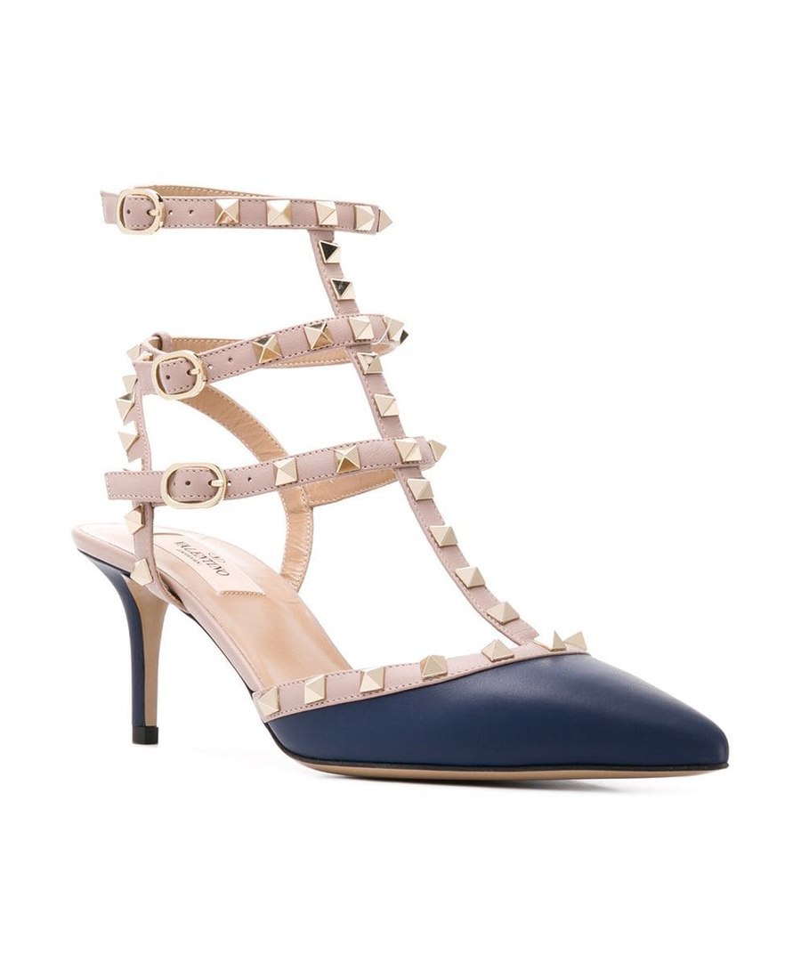 Valentino Pointed Riveted High Heels In Nude