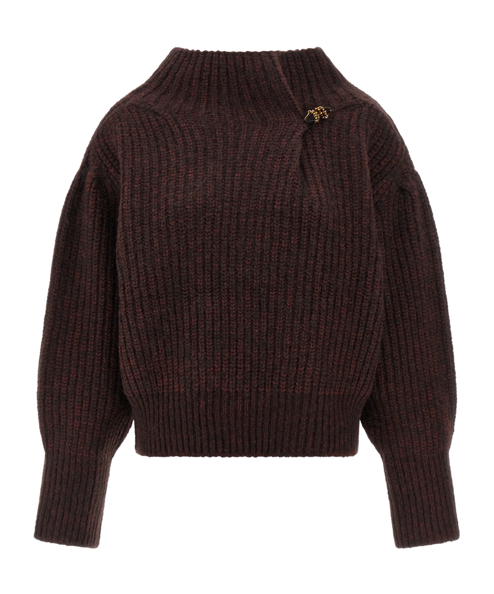 Dries Van Noten High Neck Long Sleeve Knit Sweater In Brown