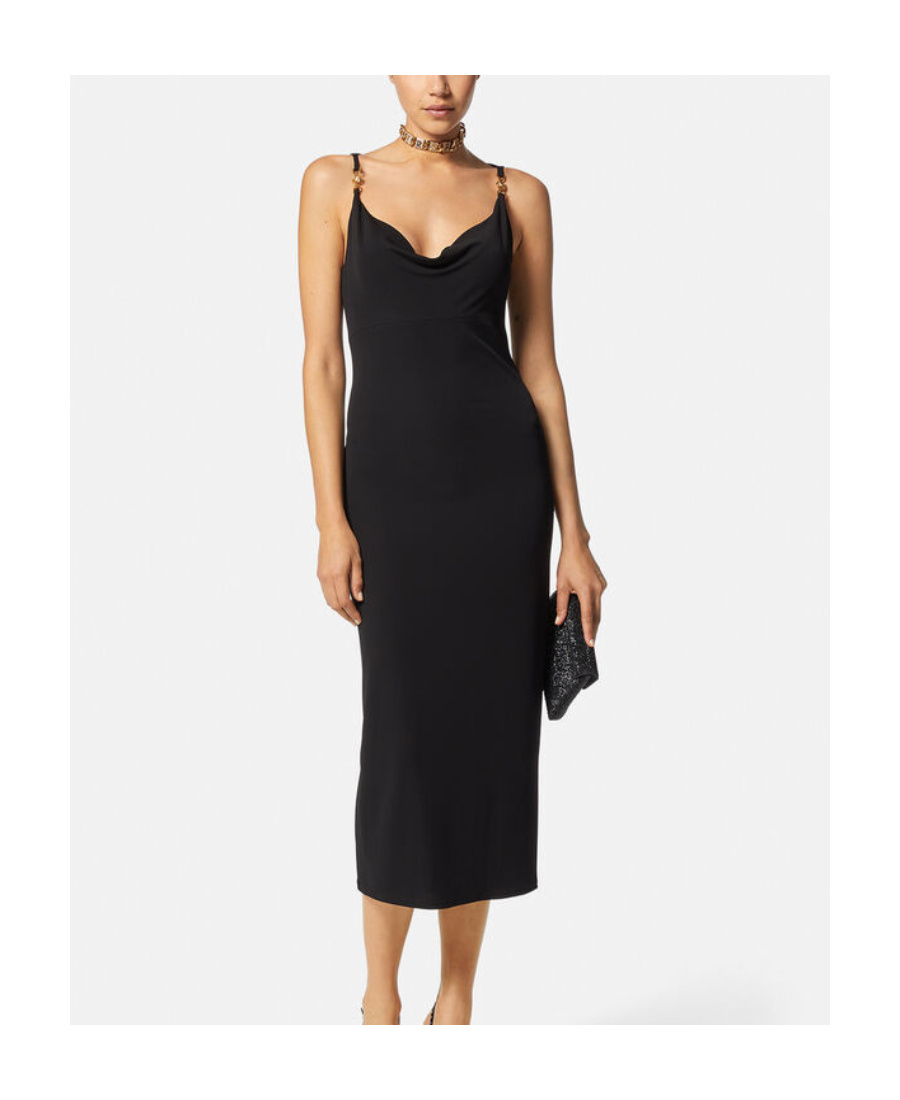Versace Medusa-strap Corset-style Dress In Black