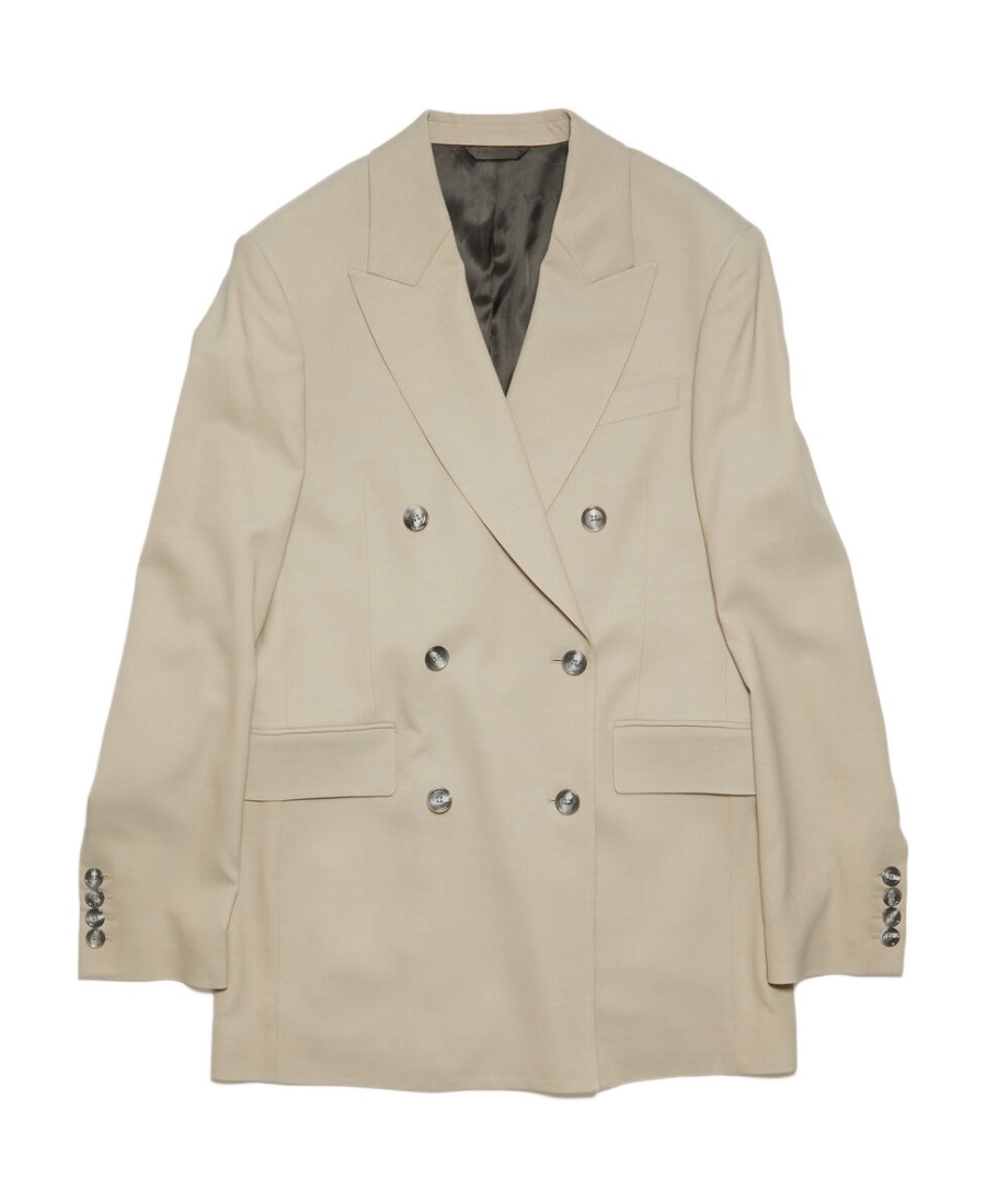 Acne Studios Double-breasted Cotton-blend Blazer In Nude