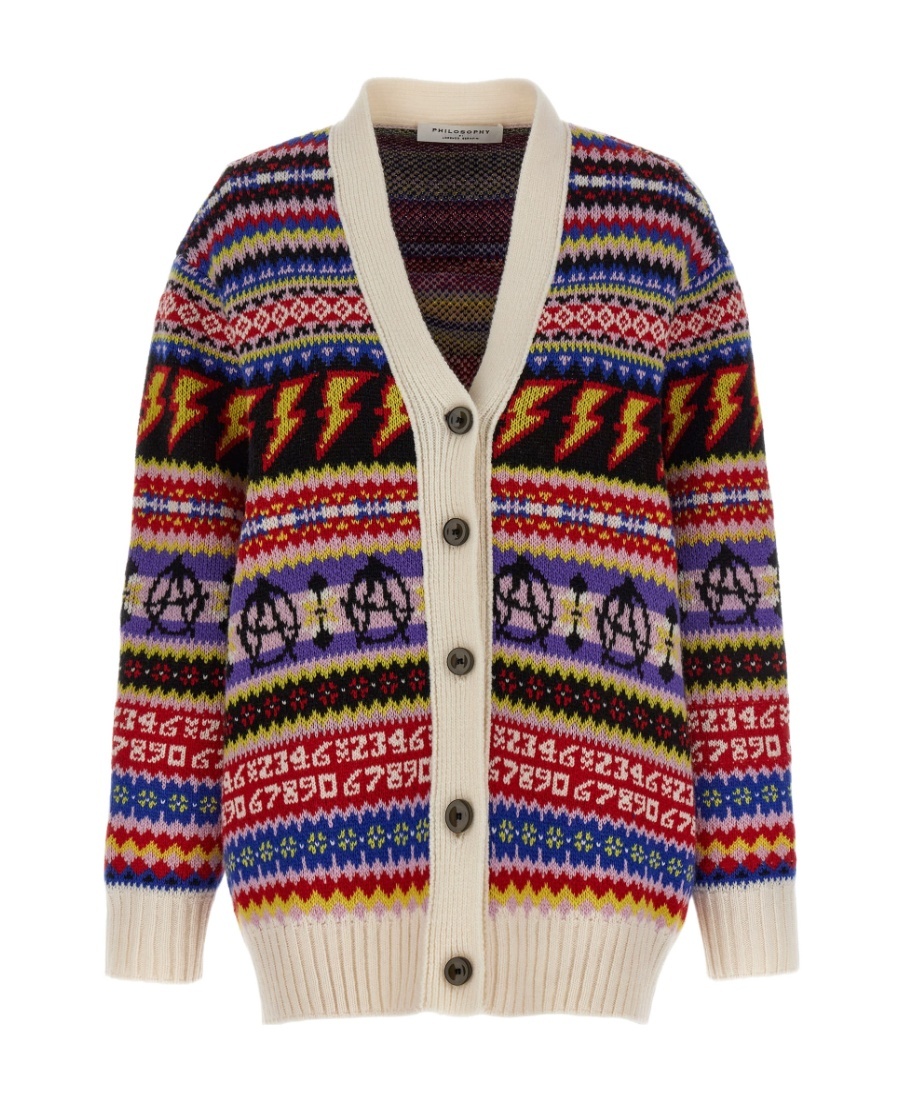 Philosophy Di Lorenzo Serafini Jacquard-print Knit Cardigan In Multicolor