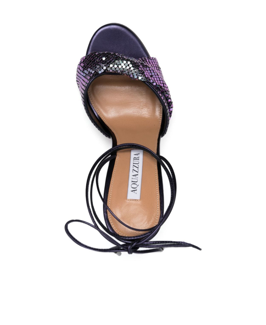 Aquazzura Lace-up 110 Mesh Sandals In Black