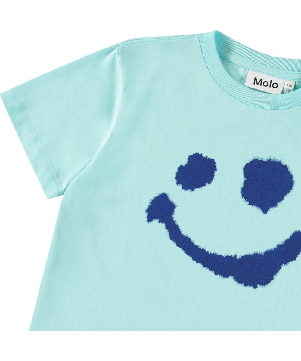 Molo Boy's Rame Water Smile Short-sleeve T-shirt In Blue
